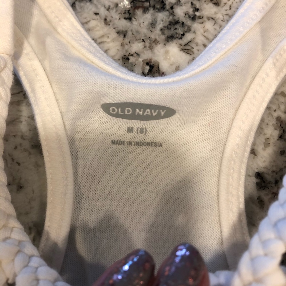 Girls Old Navy white tank, Sz 8